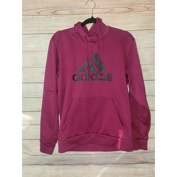 Adidas‎ Unisex Bts Bos Pullover Hoodie in Powerberry & Black Logo Size M Casual - Picture 1 of 5